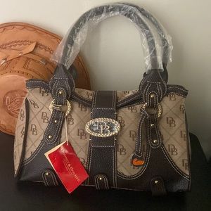 Dooney & Bourke HM3689 Small Double Handle Brown w/ Amber Tote